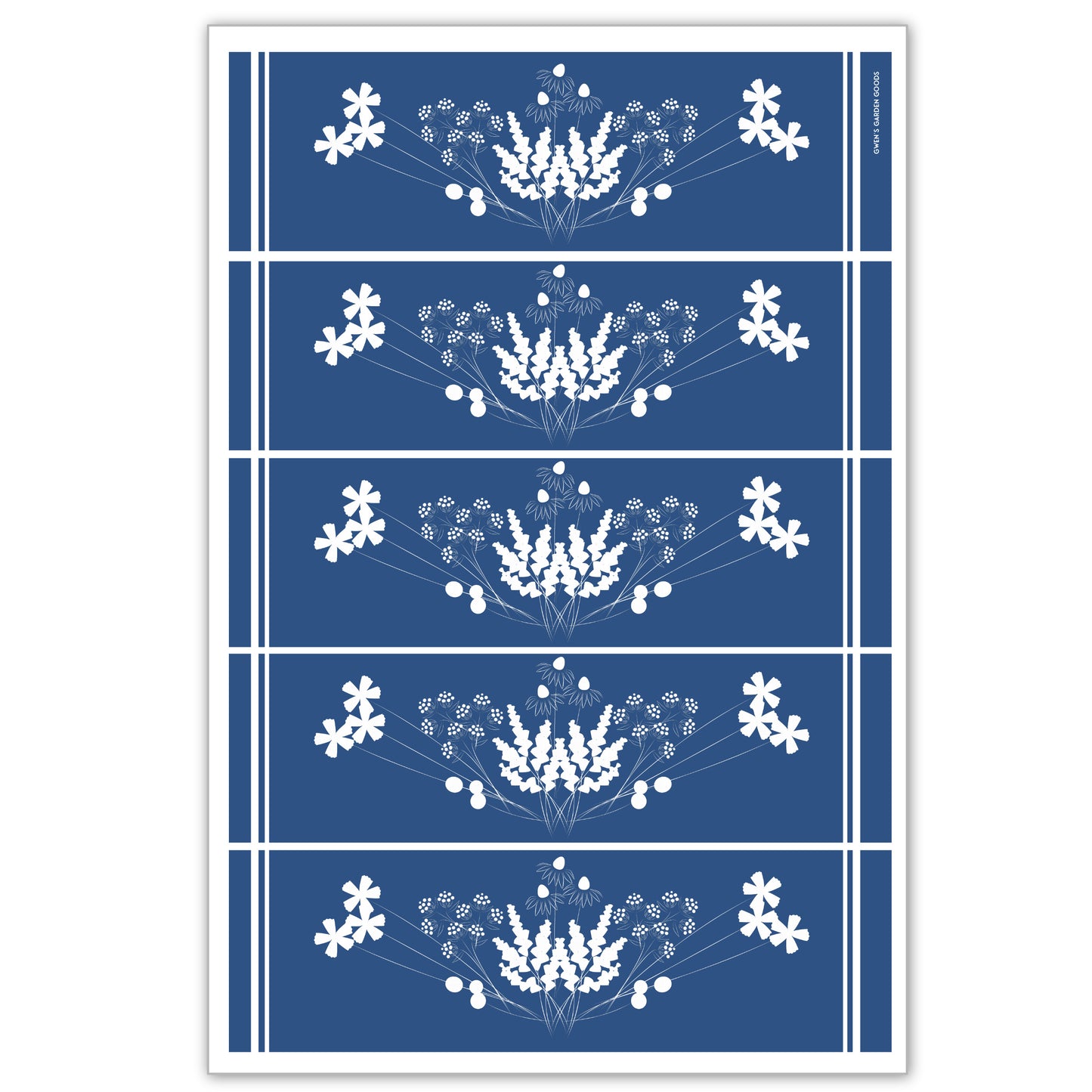 Wildflowers: Blue flour sack towel