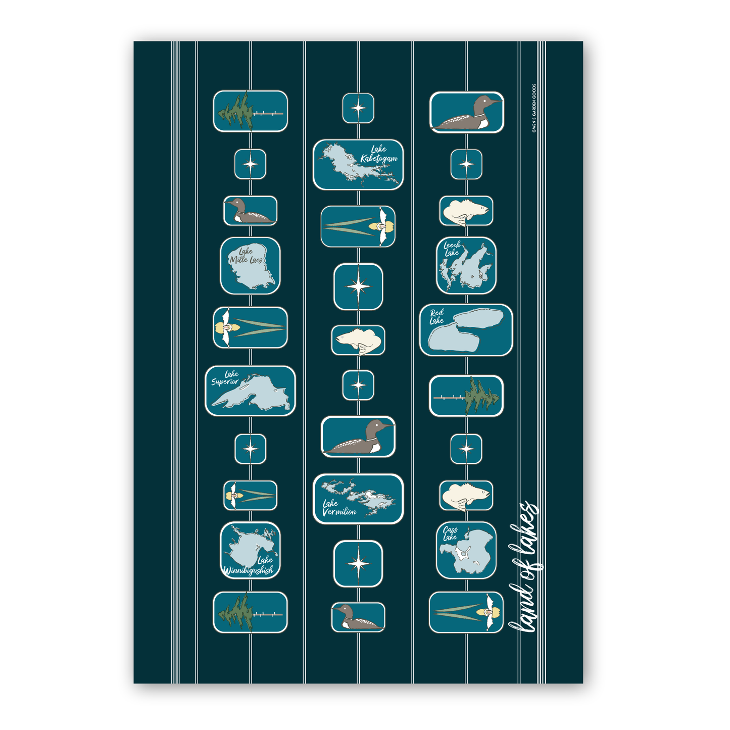 Land of Lakes Flour Sack Towel, Navy