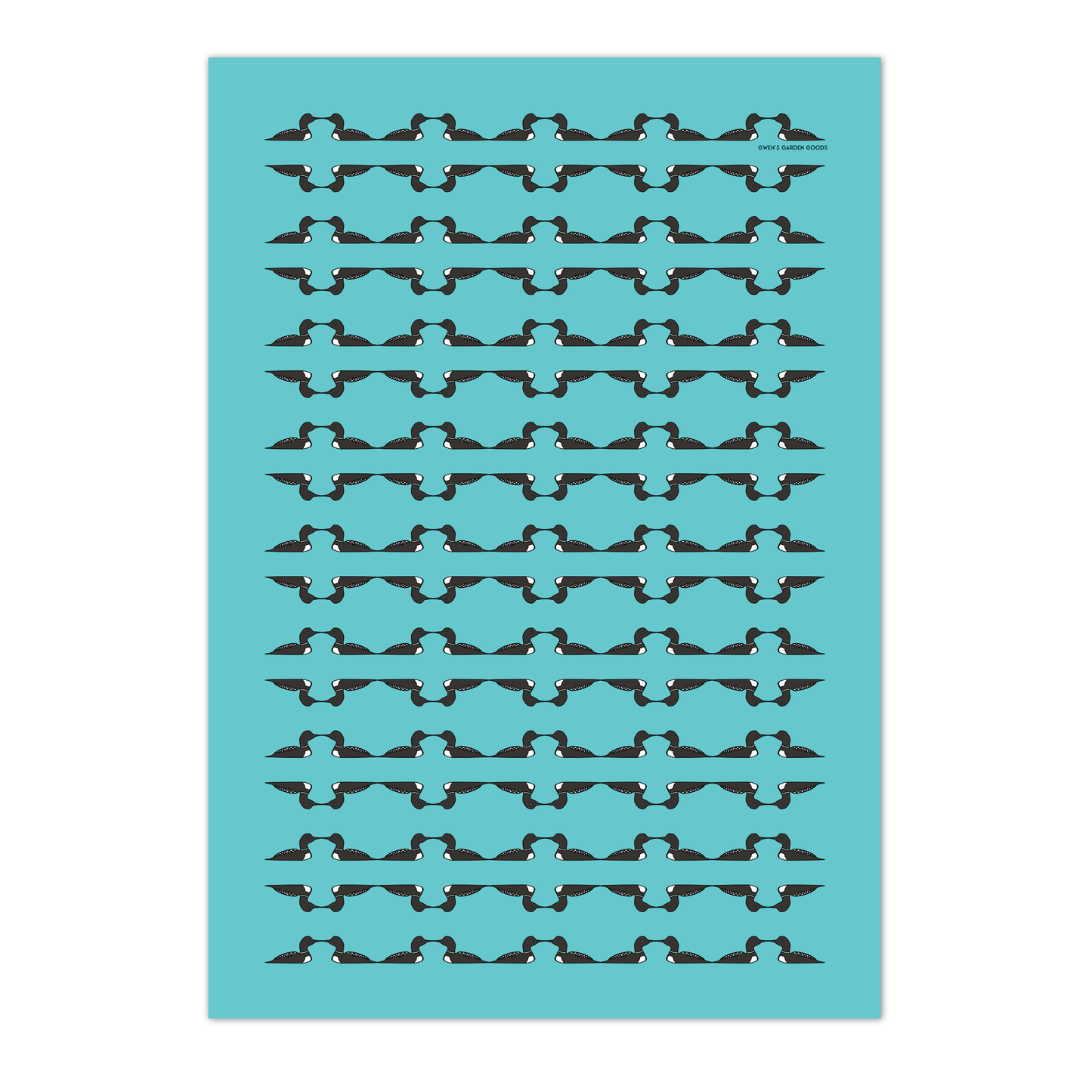 Chain of Loons Flour Sack Towel, blue