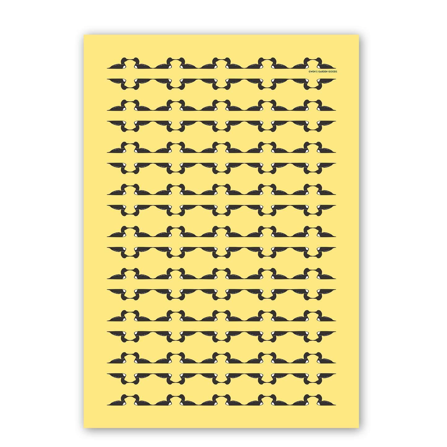 Chain of Loons Flour Sack Towel, yellow